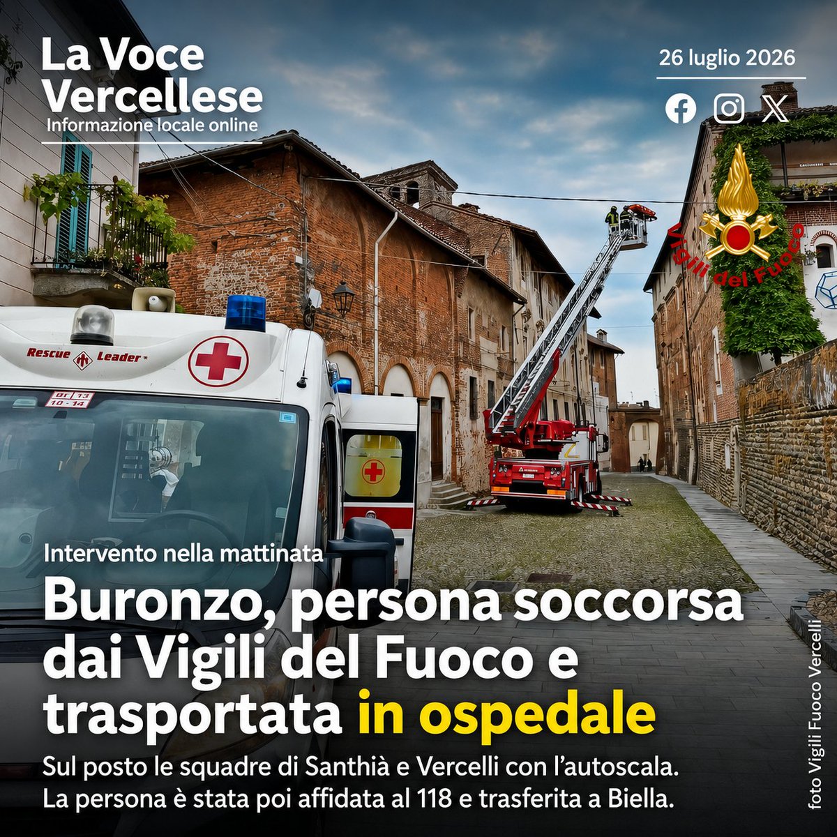 VercelliNotizie's tweet photo. Intervento dei #VigilidelFuoco a #Buronzo https://t.co/c4ZItak6Xo https://t.co/oidNywDldP