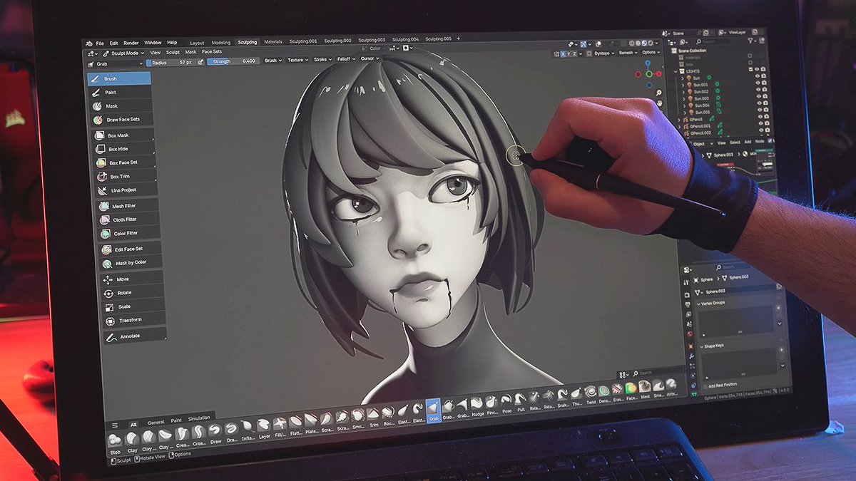 YanSculpts's tweet photo. Sculpted a Girl in Blender (Black and White) 🖤🤍. 

Full timelapse on my channel YT/YanSculpts 

#digitalsculpting #sculpting #blender3d #b3d #3dmodeli̇ng https://t.co/TrHBwPQ4A2