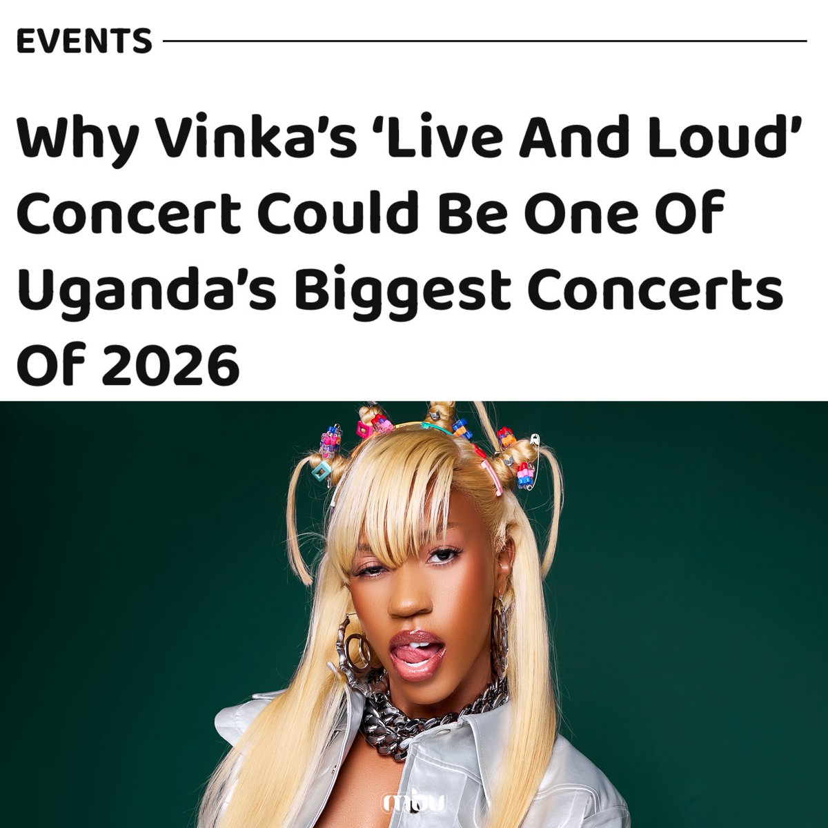 MBU's tweet photo. With a few weeks to @IamVinka’s concert and the anticipation is through the roof as it is tipped to be one of the biggest this year.

On top of her hit-studded catalog, the @Swangz_Avenue star is doing everything possible to ensure she gives a memorable showcase in August 🔥 #VinkaLiveAndLoud

Details: https://t.co/mpzk5TSrwN