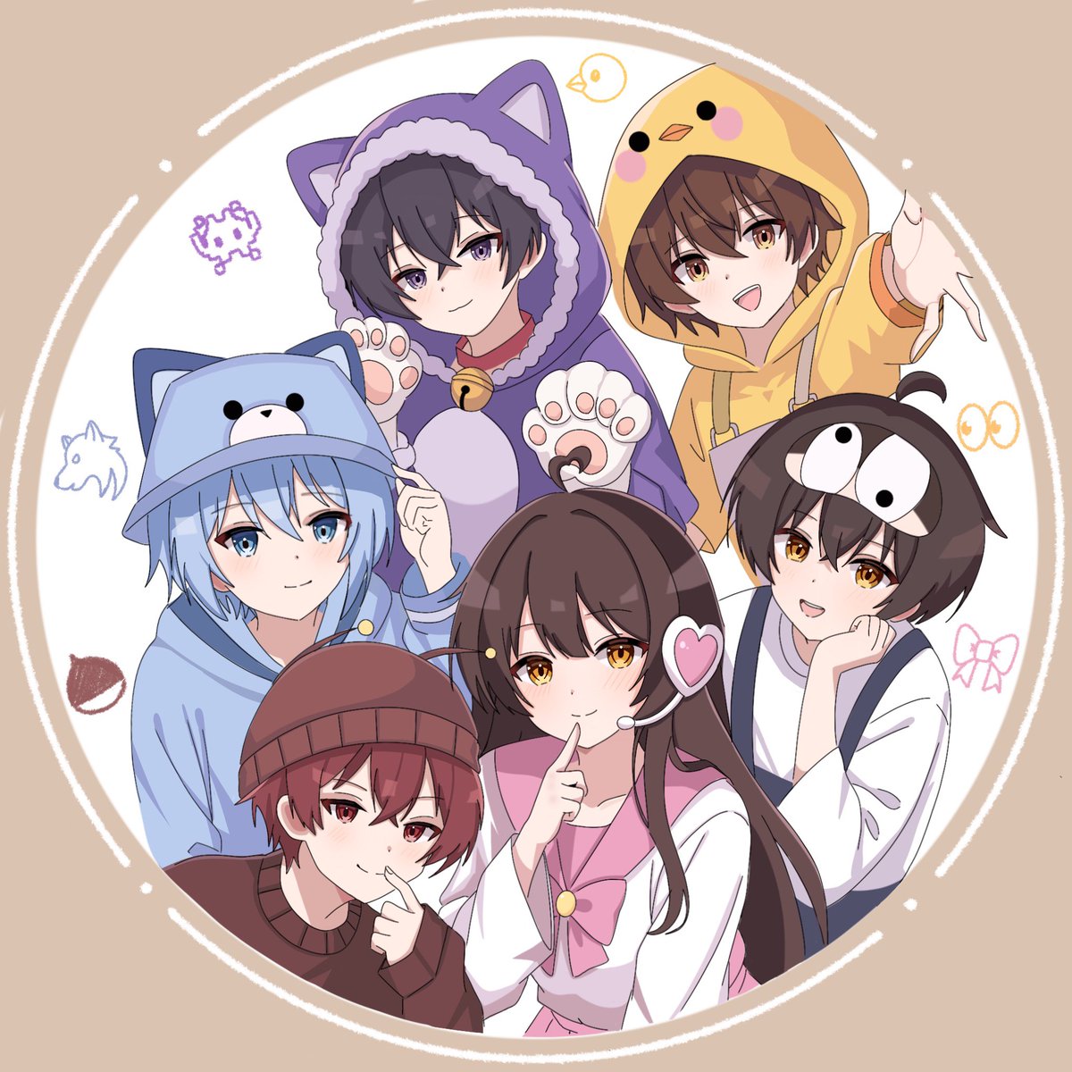 maccha0401Y's tweet photo. 「 ぷちひなフレンズ大集合 ！」(リクエスト)
#ぷっちーのイラスト
#まつひな伝説アート 
#いむ缶  #ゴキパレ 
#はちまるのご飯
#ぽん太の巣 https://t.co/gO7dHmTI2D
