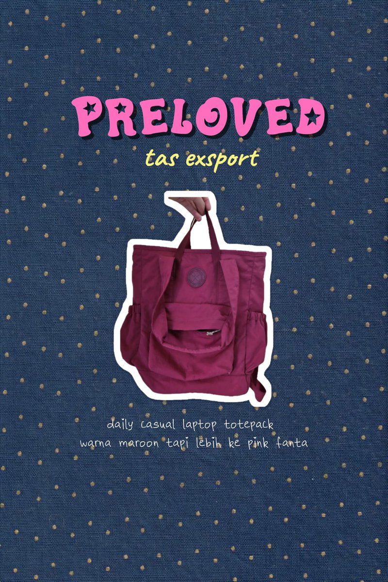 langitarasz's tweet photo. PRELOVED tas exsport
(ori waktu itu beli online)
Masih bagus, ga terlalu sering dipake, dijual lagi karna sudah cukup pakai warna gonjreng. Harga 200k

#preloved #exsportbag https://t.co/I3ZJYfuZ8z