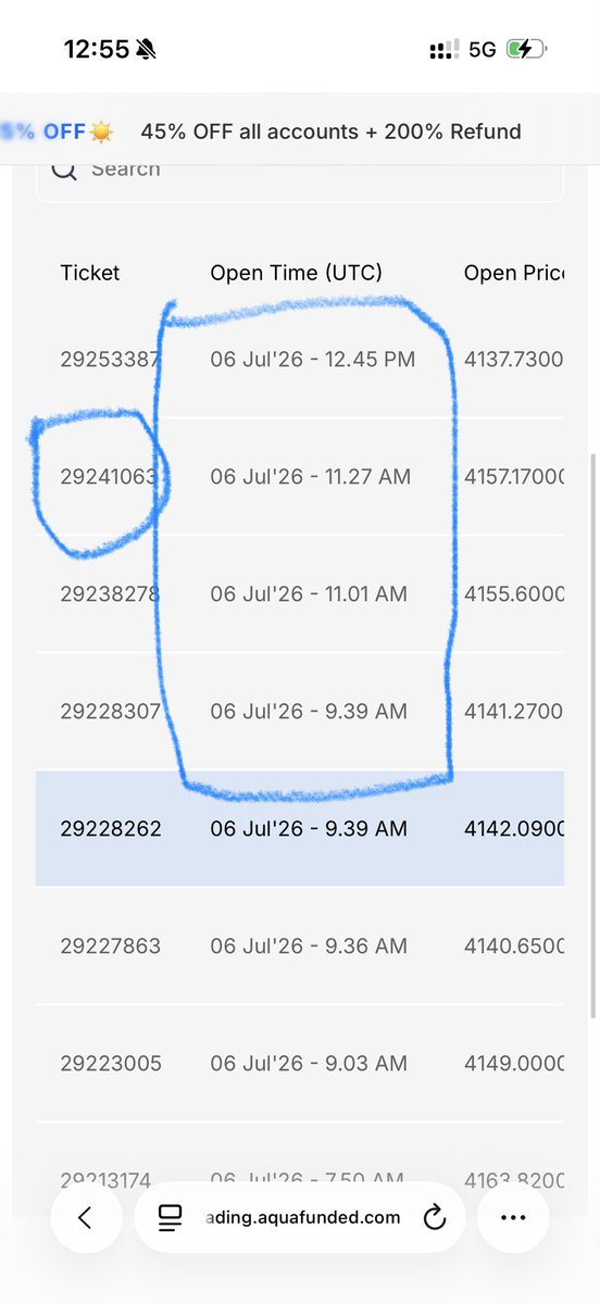 Bab_s01's tweet photo. These are the trades @AquaFunded accused me of to be copied i was accused if 1trade each days whereas i executed about 5positions within the same time yet they accused me i copied 1 out of multiple entries how does that even sound please @theproptruth @PropFirmsGuru @propfirmeye @PFRDGlobal @propwatchmedia  

@RyanAquaFunded @LewisAquaFunded @CoreyAquaFunds this evidence is from your my aquafunded dashboard.