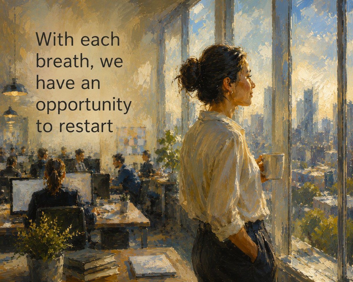CoachGoldsmith's tweet photo. The idea every breath being a restart is a central theme in The Earned Life.

Think about it literally.

Life is a series of restarts.

We cannot change the past. We cannot relive yesterday. We cannot undo old mistakes. All we can do is begin again - and begin again - and begin again.

Every breath gives us a new opportunity to learn, to grow, to forgive, to appreciate, and to move forward.

Too many people spend their lives trapped in what has already happened. Life is not lived in the past. Life is lived now.

The key is not achieving a “perfect” future. The key is fully engaging in this moment and doing the best we can with what we have today.

When we see life as a series of fresh opportunities instead of permanent judgments, we become more peaceful, resilient, and grateful.

Life is short.

Enjoy the process.

Life is good.
Marshall