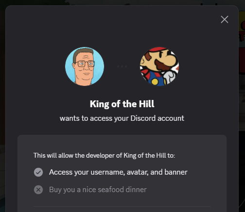 Getlucky12341's tweet photo. You know what, sure. I trust Hank Hill with my Discord account. https://t.co/Yfz7C9mvtP