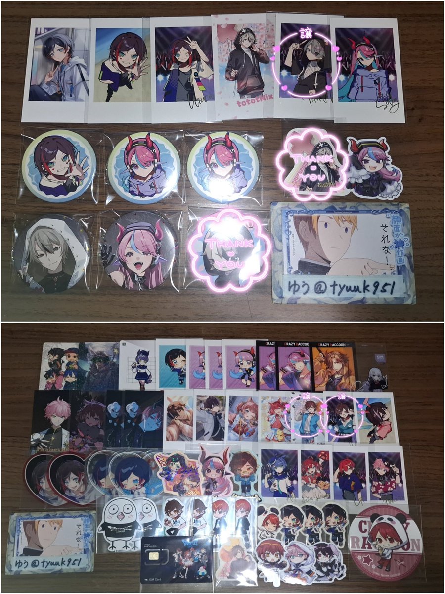 tyuuk951's tweet photo. 【交換】CR フェス 缶バッジ チェキ風カード ハロウィン GIGO ステッカー アクキー アクスタ コースター 一番くじ

譲）
1,2枚目（ピンクはホロ）

求）
同異種 3,4枚目

➹ホロ↔ホロまたはN比率違い
➹➕,❤♠,🐹は👼,🍨との交換のみ
※🎤➕は同絵柄👼との交換またはフェス以外のトレカとの交換 https://t.co/dbDSP2dK1S