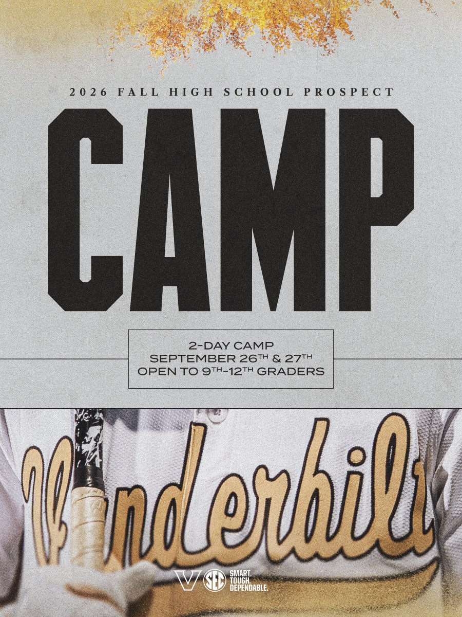 VandyBoys's tweet photo. 2026 Fall Prospect Camp ⚾️ 
Registration opens Monday, July 27, at noon CT.

🔗 https://t.co/edNhrMamhV https://t.co/lFJFjmSDjk
