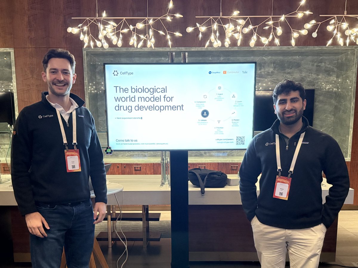 celltypeinc's tweet photo. CellType is presenting at @ycombinator Startup School in San Francisco this weekend.

An incredible first day with NVIDIA CEO @JensenHuang, Claude Code creator @bcherny, and some of the sharpest technical builders in the world.

Thanks to everyone who stopped by our poster. On to day two.