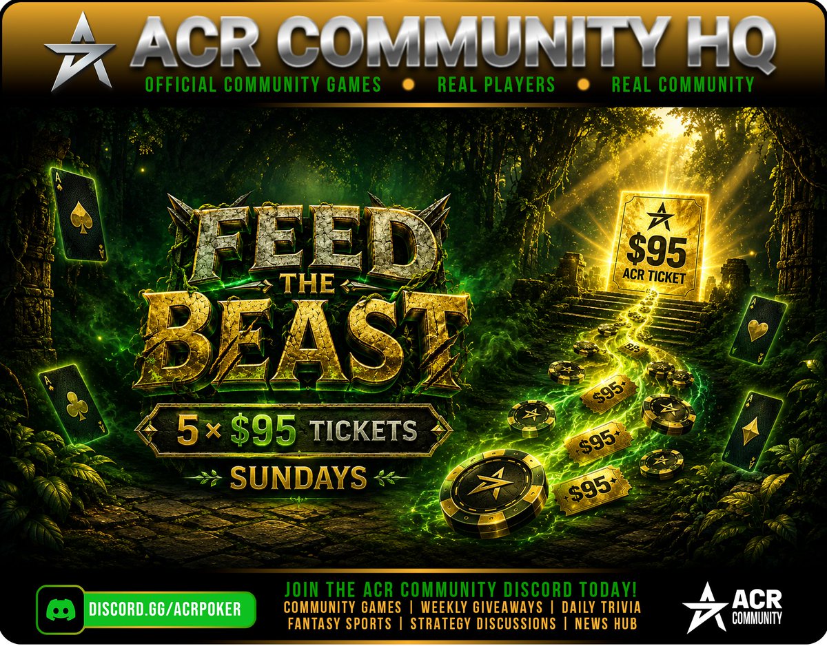 Kymmers66's tweet photo. ๐ฟ๐ FEED THE BEAST IS LIVE! ๐๐ฟ
The hunt is on in the ACR Community HQ!
๐๏ธ Feed the Beast
๐ฐ 5 x $95 ACR Tickets Up for Grabs!
Join the community, battle it out, and see if you can tame the Beast! ๐๐ฅ
#ACRCommunity #FeedTheBeast #ACRPoker #PokerCommunity #SundayFunday
@ACRSTormers @Gripsed