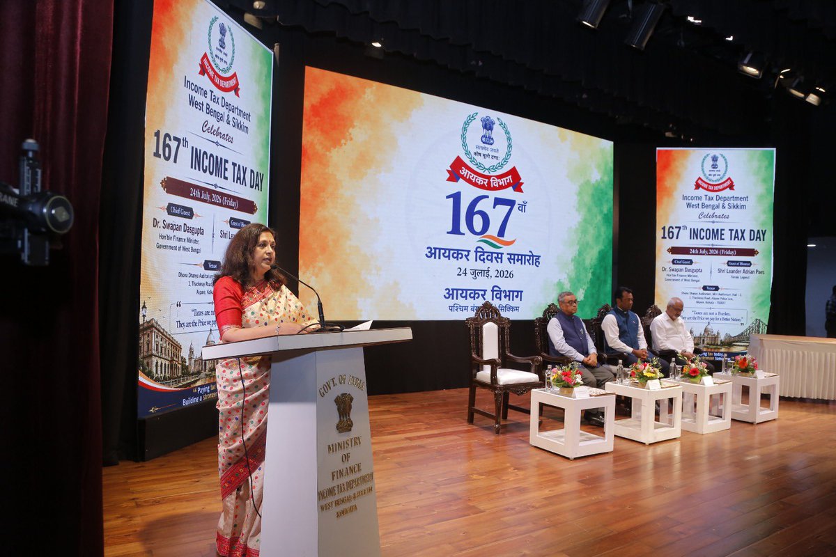 IncomeTaxWB's tweet photo. In her address, Smt. Surabhi Varma Garg, I.R.S., Principal Chief Commissioner of Income Tax, West Bengal & Sikkim, highlighted the structural simplifications in the Income-Tax Act, 2025 and the new Taxpayer-centric initiatives such as Kar Saathi and Kar Setu, reaffirming the Department's commitment to trust, transparency, fairness and voluntary tax compliance.
@nsitharamanoffc @officeofPCM @FinMinIndia @IncomeTaxIndia @PIB_India @PIBKolkata @PIBGangtok