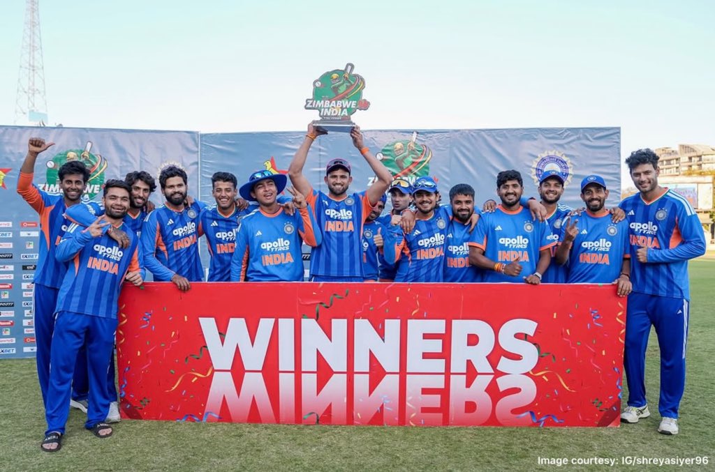 PunjabKingsIPL's tweet photo. Blue reigns supreme.🏆🇮🇳

#ZIMvIND https://t.co/MdGyZM6vqq