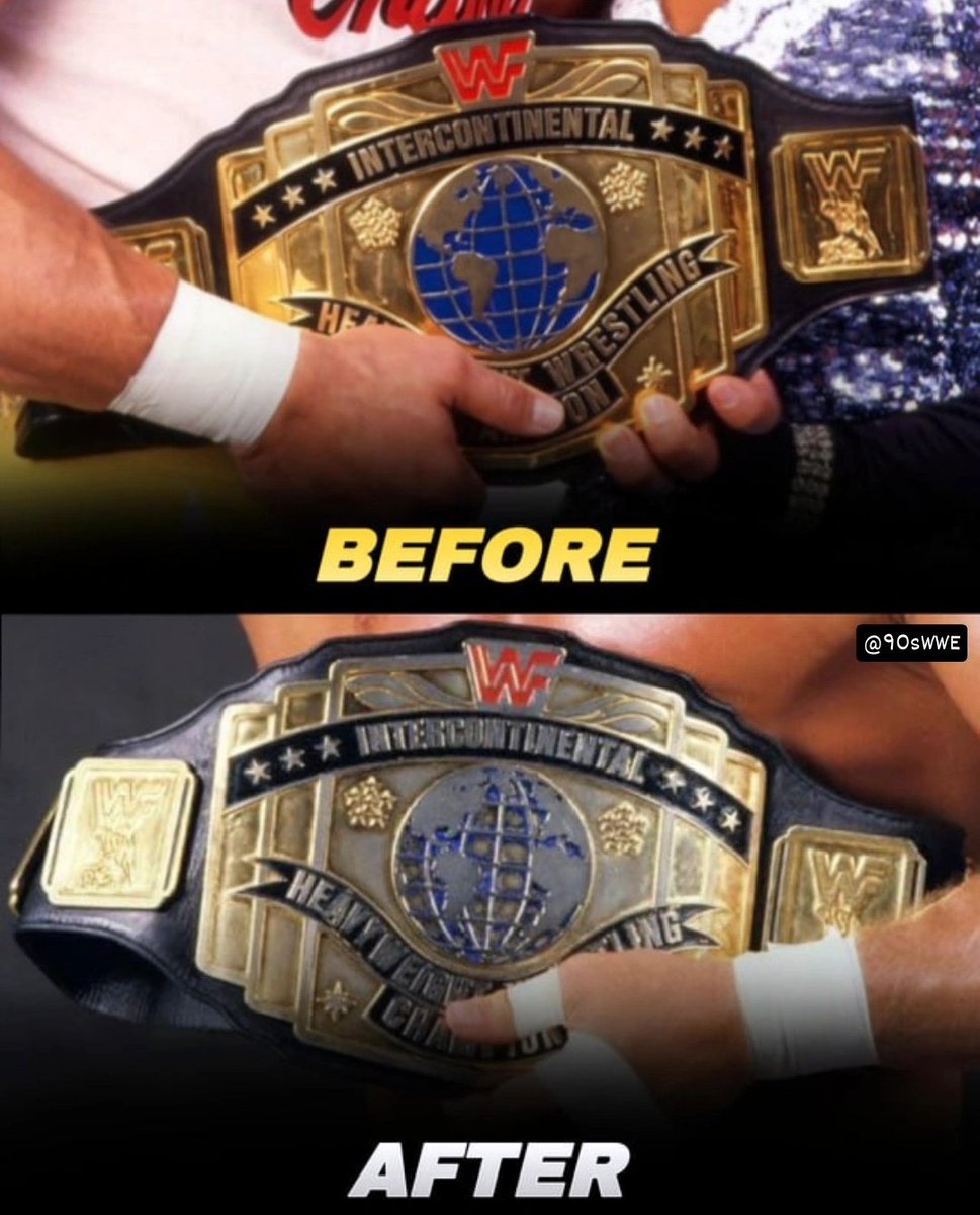 90sWWE's tweet photo. That time "Macho Man" Randy Savage tried to clean the Intercontinental title with Brasso but ended up stripping off it's paint and coating 😂😭 https://t.co/iqxh9etZUH