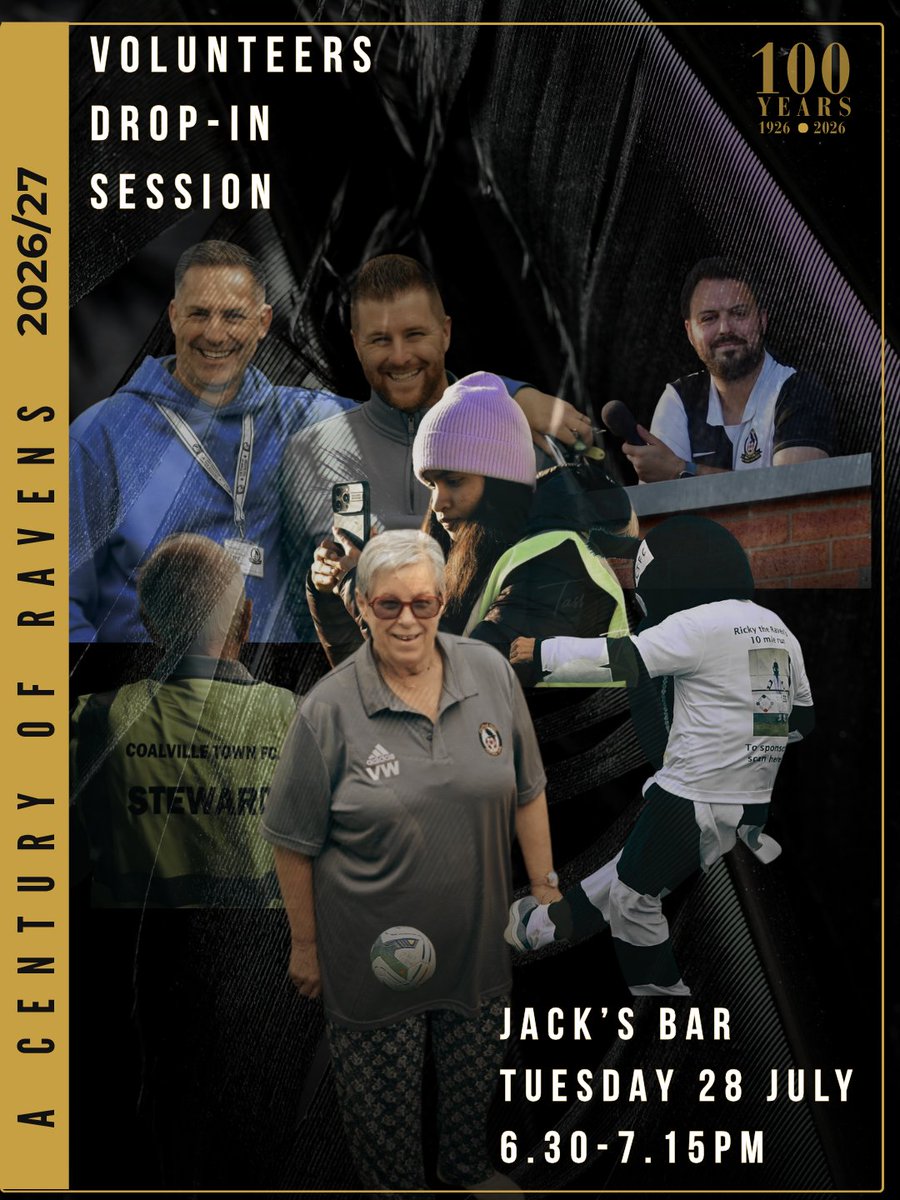 CoalvilleTownFC's tweet photo. ⚫⚪ YOUR CLUB NEEDS YOU ⚪⚫

Coalville Town simply could not operate without its volunteers, so could you spare a little time to help?

Come along to Jack’s Bar this Tuesday &amp; find out how you could play a part in the future of the club.

https://t.co/zX3hne7lP5

#UpTheRavens https://t.co/HezkAPDj6n
