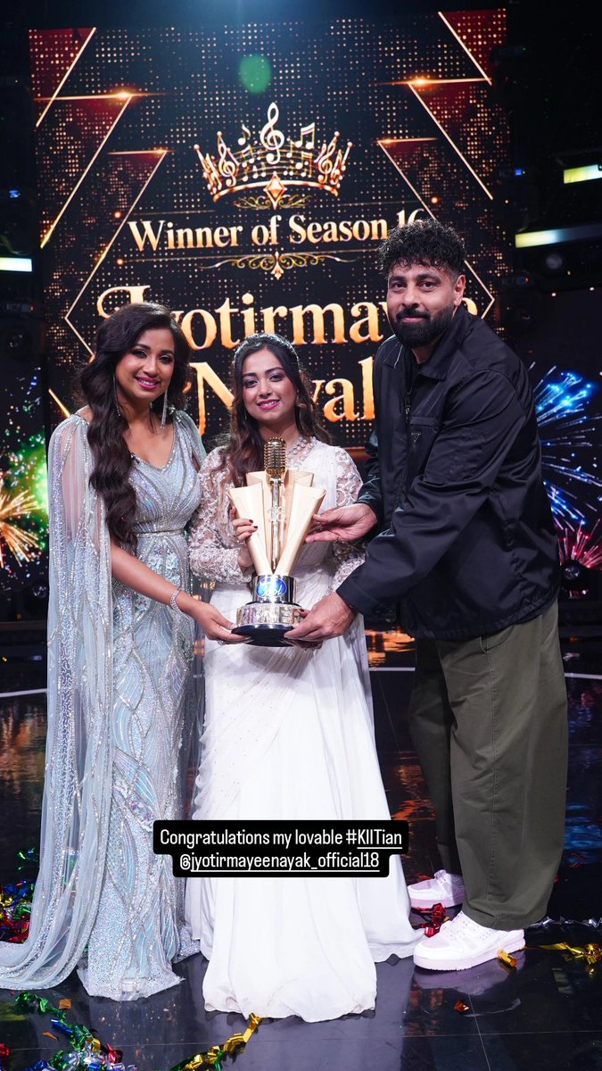 KIITUniversity's tweet photo. Heartiest congratulations to our alumna, Ms Jyotirmayee Nayak, on being crowned the winner of Indian Idol Season 16. With this remarkable achievement, she has become the first contestant from Odisha to win the prestigious title, making the entire state and the KIIT family immensely proud. 

From KIIT to one of India’s biggest musical stages, Jyotirmayee’s journey reflects her exceptional talent, determination and deep passion for music. Her soulful voice has won hearts across the country and brought Odisha’s rich musical spirit into the national spotlight.

The entire KIIT family celebrates this historic achievement and wishes her greater success, recognition and many memorable milestones in the years ahead.

Congratulations, Jyotirmayee! You are Odisha’s pride and a proud KIITian.