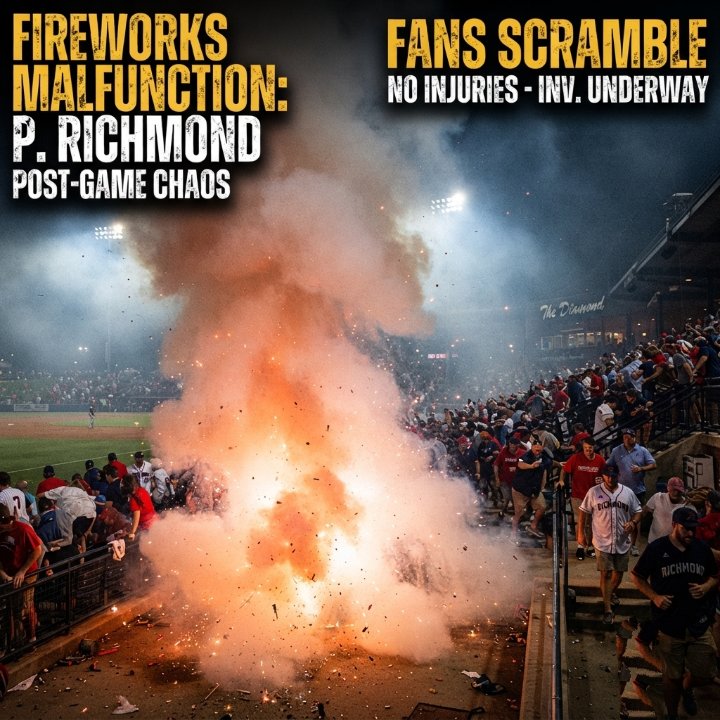 ahmedsalem57987's tweet photo. Richmond Fireworks Malfunction | Sparks Reach Stands | No Injuries Reported | Investigation Ongoing 🔗 https://t.co/PD4F73oJoo

#RichmondFlyingSquirrels #Fireworks #Baseball #MILB #RVA https://t.co/2Mz739x7gn