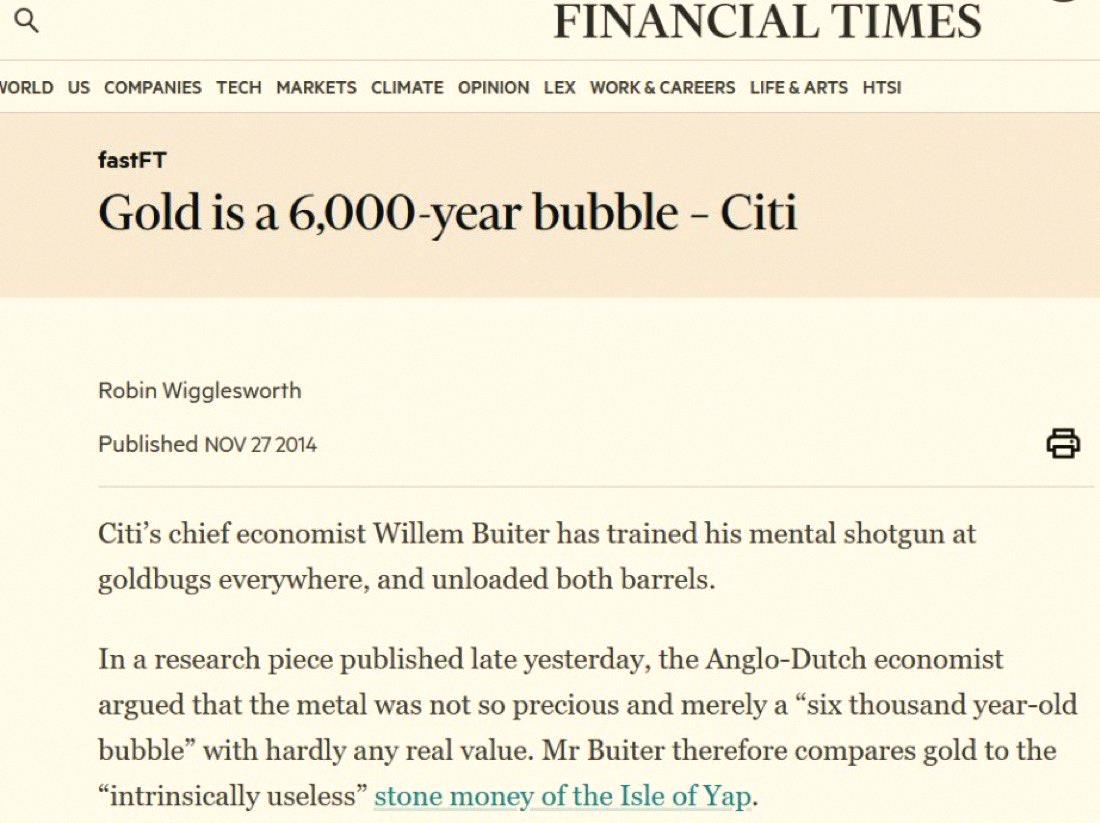 ariko38's tweet photo. Citi says gold’s been in a bubble for 6,000 years 😂

If something can stay a bubble that long, aren’t we all just bubbles too lol? https://t.co/xLtU9O9pTI