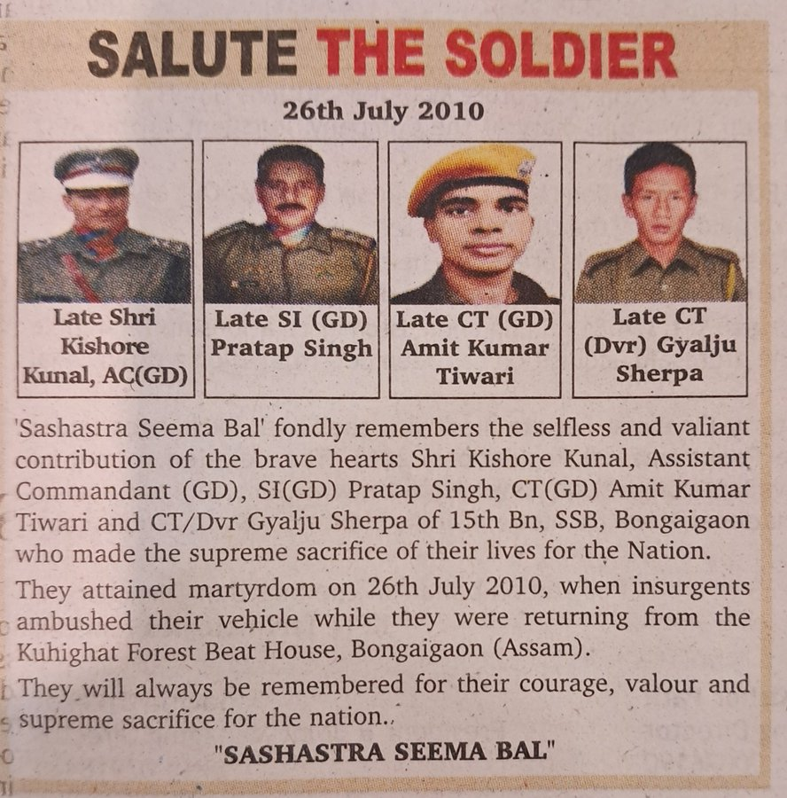 CestMoiz's tweet photo. #ObituaryOfTheDay
Wonder how many have even heard about the SSB, let alone the blood shed by them for you and me .. https://t.co/YD6hoba3g2