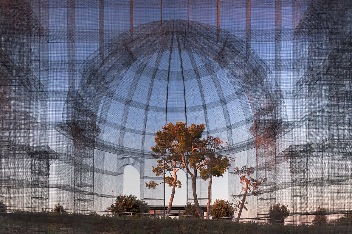 parametricarch's tweet photo. 🏛️ Basilica di Siponto by Edoardo Tresoldi reconstructs the lost volumes of an Early Christian basilica through a monumental transparent wire-mesh structure. https://t.co/OABnjvdvZq
