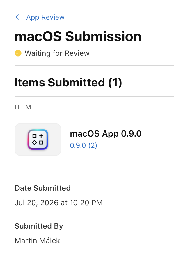 hellomalek's tweet photo. Fellow macOS devs, help! Is it normal to wait almost a whole week for App Review? It is a really different experience from iOS App Review. 🙄 https://t.co/XOTYqBcg9B