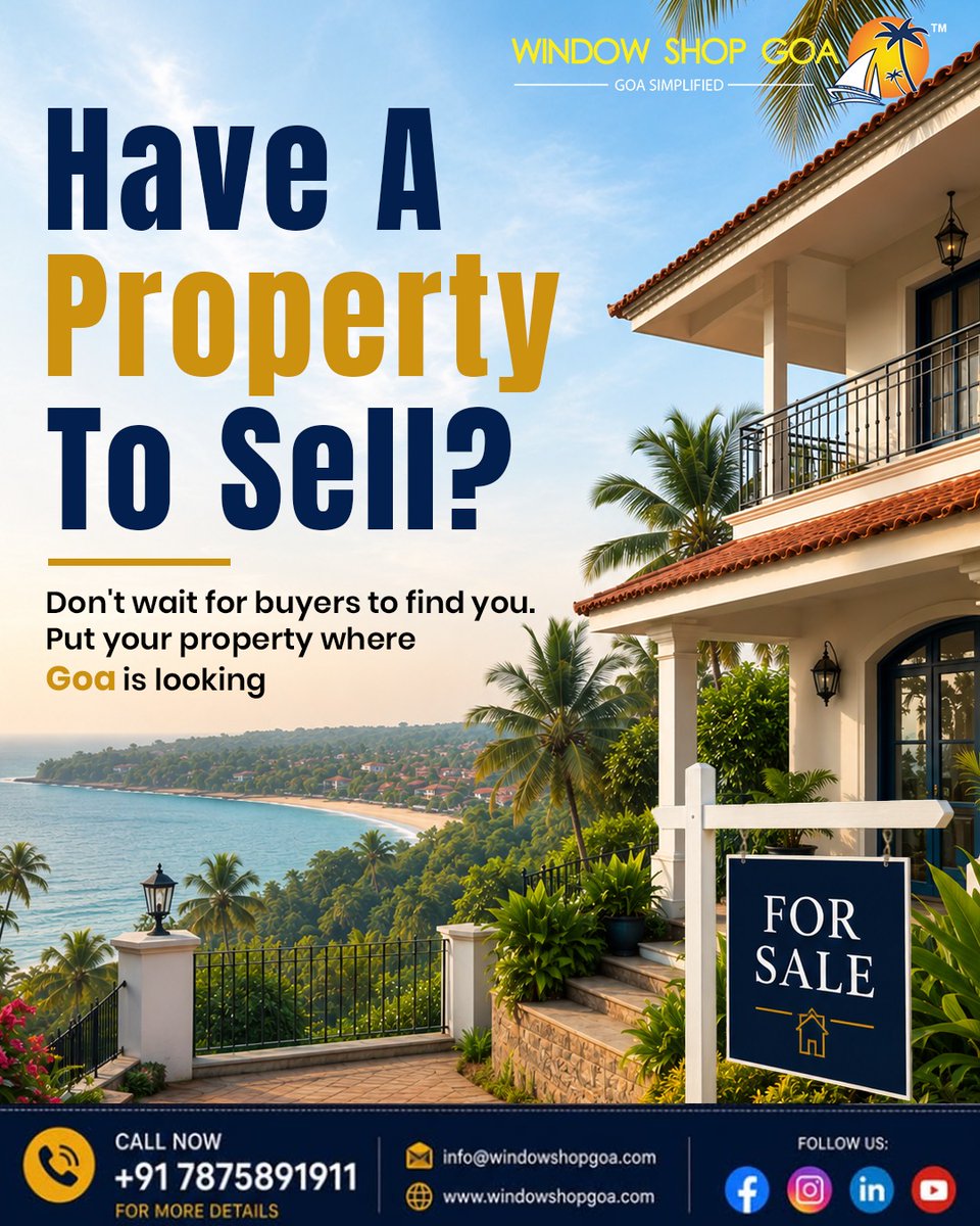 wsg2021's tweet photo. Have a property to sell in Goa? 🏡

List it on Window Shop Goa and reach genuine buyers looking for villas, flats, plots, homes and commercial spaces across Goa.

🌐 https://t.co/GNR3g6gYS9

#GoaRealEstate #PropertyInGoa #WindowShopGoa #SellProperty #GoaProperties https://t.co/B89tSQ0vd1
