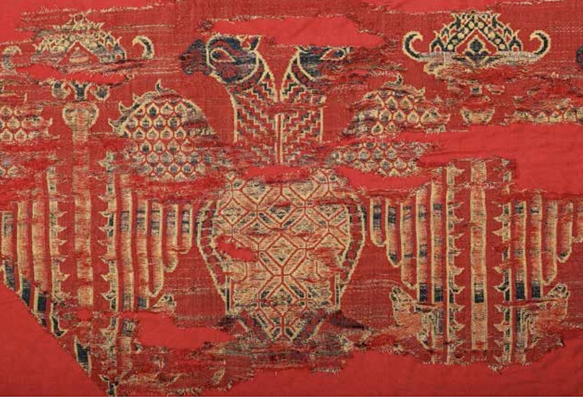 persiaantigua's tweet photo. Double-headed Eagles on silk textiles from Andalusia. 12 C CE > found at St. Pierre Church at Thuir, France https://t.co/hMCXPRpAca