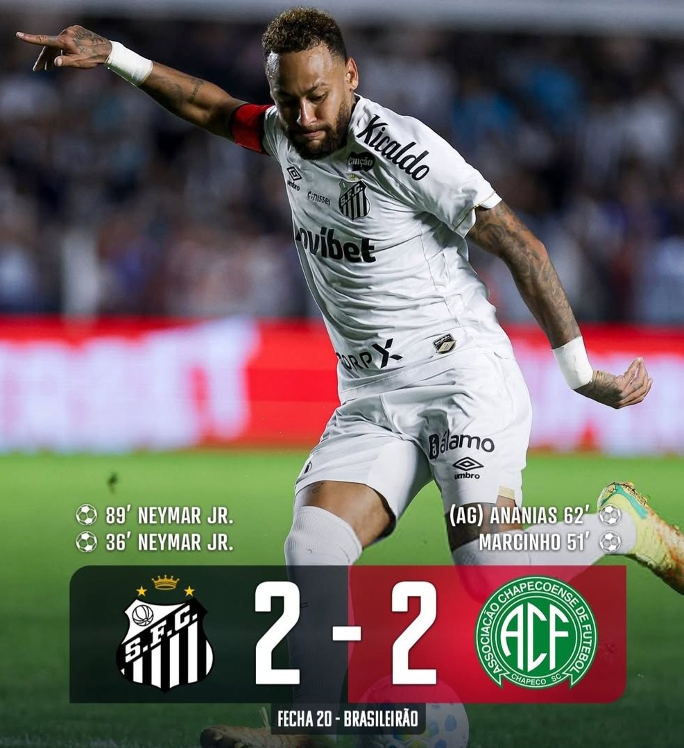 70w3rs's tweet photo. Doblete de Neymar Jr ⚽️

Tras un penoso mundial para neymar volvío a brasil y marcó un doblete que le daría el triunfo al Santos 👏

#neymarjr #brasileirao #futbolbrasileño https://t.co/NuV6ooGODQ