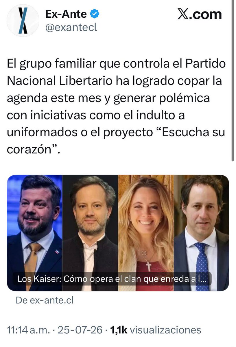 FcoMunoz_TP's tweet photo. 🚨Cual es el objetivo de la ultra derecha fake libertaria? 

Hacer fracasar al @PresidenteKast ? Les dio la orden el Cuchillo Eyzaguirre ? Porque todos sabemos que el desplome de Sin Filtros les dolió y que hoy el progama @ProceresPorcel los esta doblando en audiencia. 

El escándalo del video de Ítalo Omegna, asesor del Diputado @HMarowskiC, pagado con dinero de todos los Chilenos burlándose de niños con TEA y comentarios sexuales sobre menores, refleja porque al PNL lo conocen como el Frente Amplio de la derecha. Como Fundador del Team Patriota, siempre me opuse al Partido Nacional Libertario, porque desde el Activismo logre ver quienes se apegaron al PNL para atacarme y luego quedaron en el camino. Los Kaiser son pura soberbia y extremismo, son gente mala con fachada de personas decentes. La Senadora @vanessakaiser22 y su hermanito @Jou_Kaiser, tienen el deber de expulsar a @italo_omegna del @Partido_NL, de no hacerlo, serán cómplices de sus palabras. No es primera vez que La Cofradía ( @LAMANOINVISIBL ) actúa contra Dios y la infancia. 
#MesaCentral #Enacional @MaximoPavezC @maca_santelices @AldoDuqueSantos @gonzalofeito