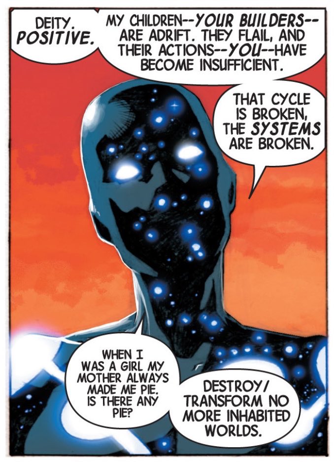 Darren_Mooney's tweet photo. I’m re-reading Hickman’s “Avengers” and convinced that if the adaptation were interested in it as anything more than a cynical IP grab, it could have been the basis for a defining popular blockbuster of the 21st century.

Broken systems. Entropy. Decay. Collapse.

(Avengers #3) https://t.co/UQAkkDAoIc
