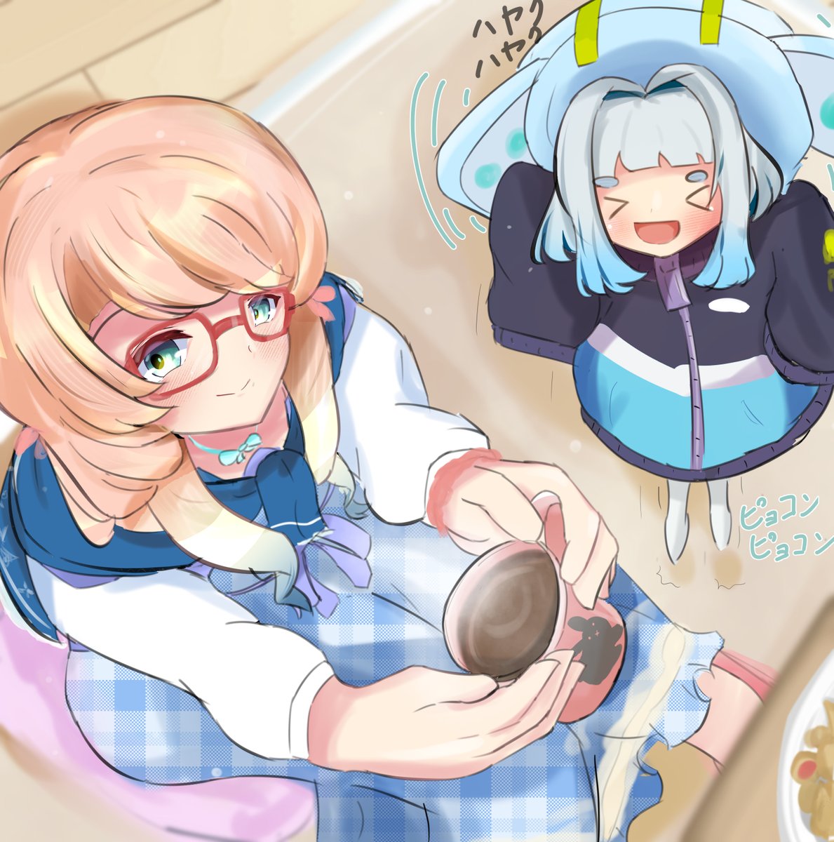 kyomutako's tweet photo. そらさんお誕生日おめでとうございます！
そらさんとポロンちゃんと一緒にクッキーを食べる穏やかな時間を想像しながら描きました。
#桜乃そら #桜乃そら誕生祭2026 https://t.co/bGw6nTR2IZ