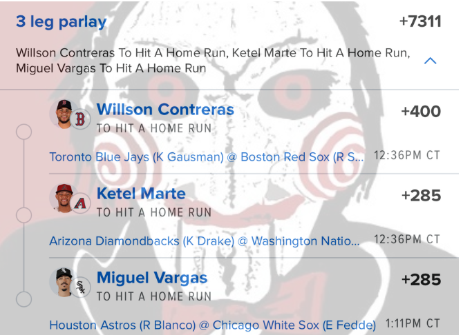 Jigsawbets's tweet photo. 7/26 HR Parlay https://t.co/MBHI6cNSVW