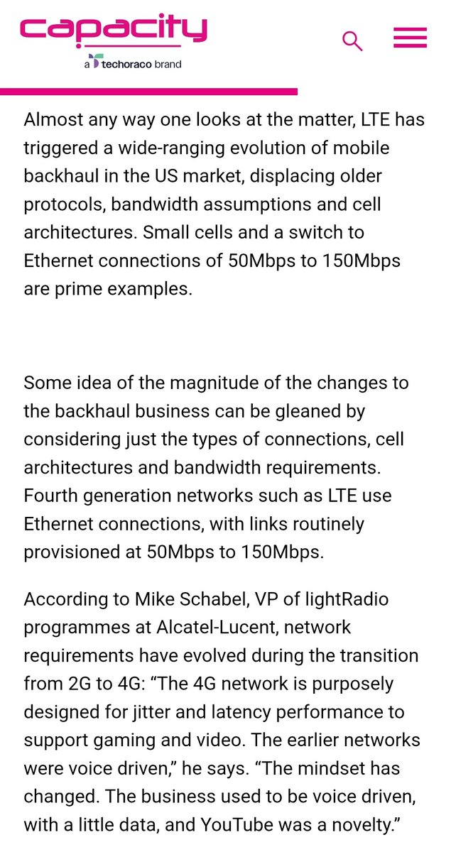 1MoreSmithHere's tweet photo. $ASTS In 2012 and 2013, MNOs were building out macro site towers for 4G/LTE with 50-150mbps peak backhaul, with some allowing for up to 300mbps to the site. 

The ramifications of AST SpaceMobile being able to deliver close to 200mbps peak speeds to a cell site are massive. Not just for US rural and remote regions. Two other huge impacts:

1- Think about the impact to network resiliency. AST SpaceMobile will be able to serve as a global backup network when MNO towers and regions have outages.

2- Many developing countries are rural with minimal connectivity, certainly not rising to the level of mobile connectivity equivalent to US nationwide coverage in 2012-2014. Local MNOs will be able to extend coverage across their entire country without adding additional infrastructure by leveraging AST SpaceMobile instead. 

Src: https://t.co/bcV9x14GAG