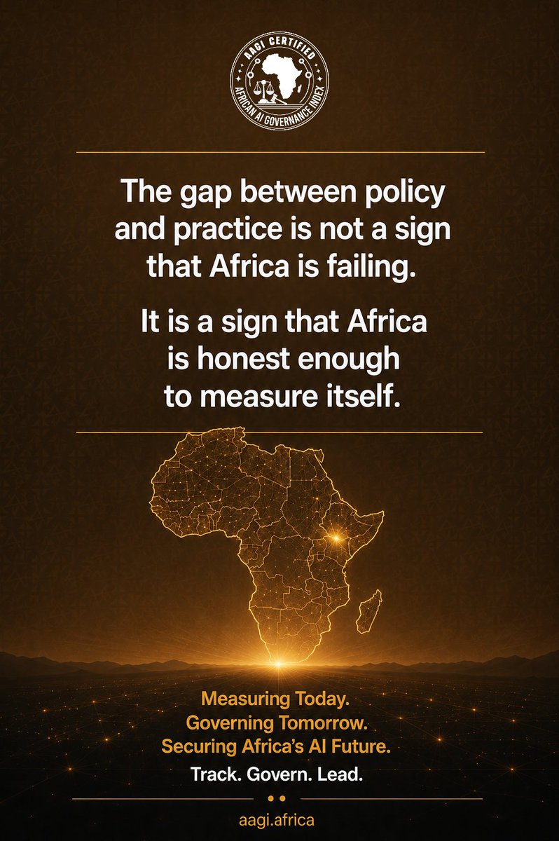AAGIndex's tweet photo. 84 on AAGI. Implementation: 20.
Agency approved. Data centers built.
Gap remains.

The gap between policy and practice is not a sign that Africa is failing.

It is a sign that Africa is honest
enough to measure itself.

#AAGI #Rwanda #PanAfricanVision
#AIGovernance #Africa https://t.co/YsdtSva3Ky