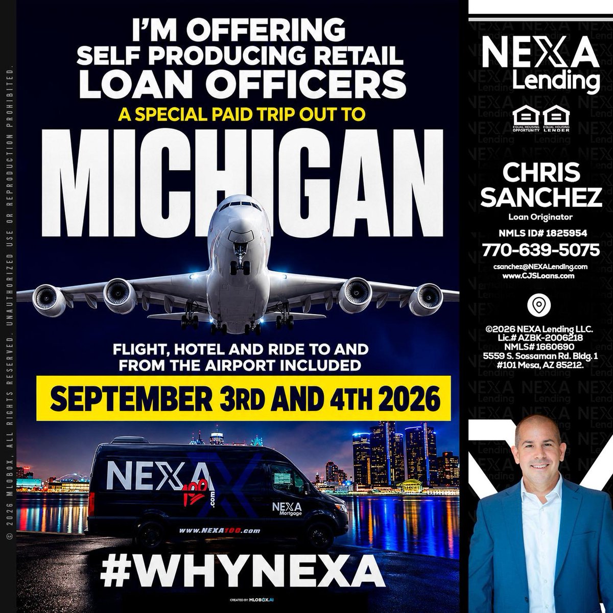 CJSloans's tweet photo. Exciting opportunity for retail loan officers! ๐ Join us in Michigan for an all-inclusive paid trip on September 3-4, 2026. Donโt miss out! DM me for detailsย
#WhyNexa #LoanOfficers #MichiganAdventure #CSLending
๐ง csanchez@nexalending.com
๐ 7706395075 https://t.co/ijlT7IYjQd