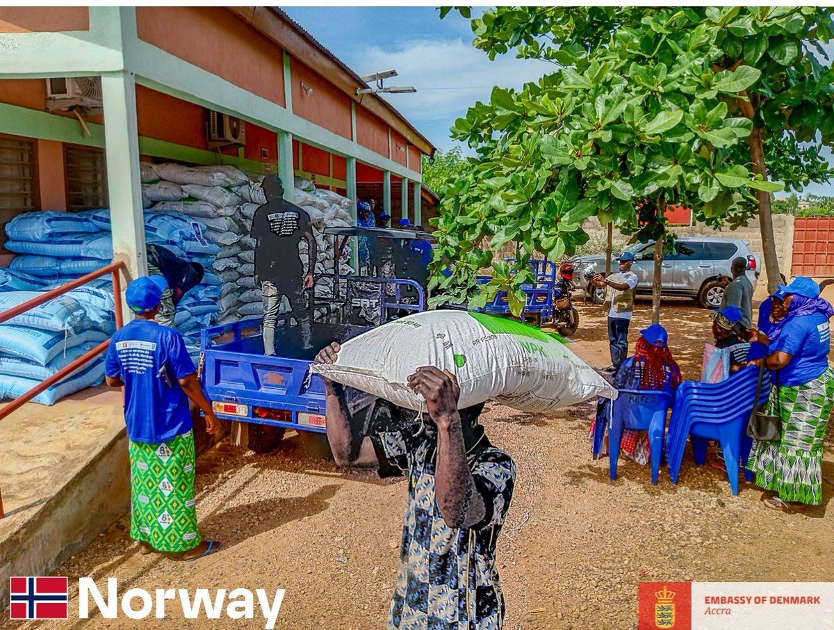 PnudTogo's tweet photo. @DKAmbGhana @UNDPAfrica @GouvTg @refedsavanes @BintaSanneh2 Le 14 juillet, huit groupements constitués de 230 peronnes dont 124 femmes et 94 jeunes, ont reçu des intrants agricoles dans le cadre du projet #AtlanticCorridor financé par le Danemark et la Norvège.
✅ 720 sacs d'engrais et 1 500 kg de semences améliorées. 2/3 https://t.co/PqYkNKbUD4