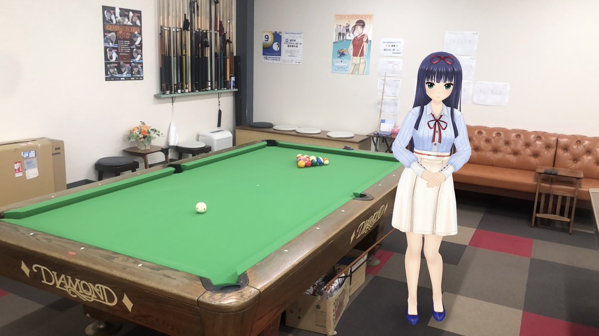 cap_jackO's tweet photo. 続き。
明るい店内、自販機もある。
キューを借り、先端にチョークを付け、手玉的玉をセットし、ブレイクショットっ-興っ-●　　🎱

私はポケットをやったが、スリークッションもある。
ここのマスターは確かスリークッションの方がメインであったはず。

撮影許可、有難う御座いました。
#オルガル2 https://t.co/WSCR0fxJoV