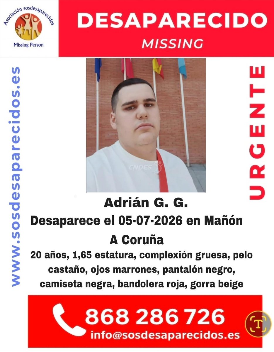 sosdesaparecido's tweet photo. 🆘 DESAPARECIDO
#España #sosdesaparecidos #Desaparecido #Missing #Mañon #ACoruña
Síguenos @sosdesaparecido https://t.co/ld3GxxLZxu