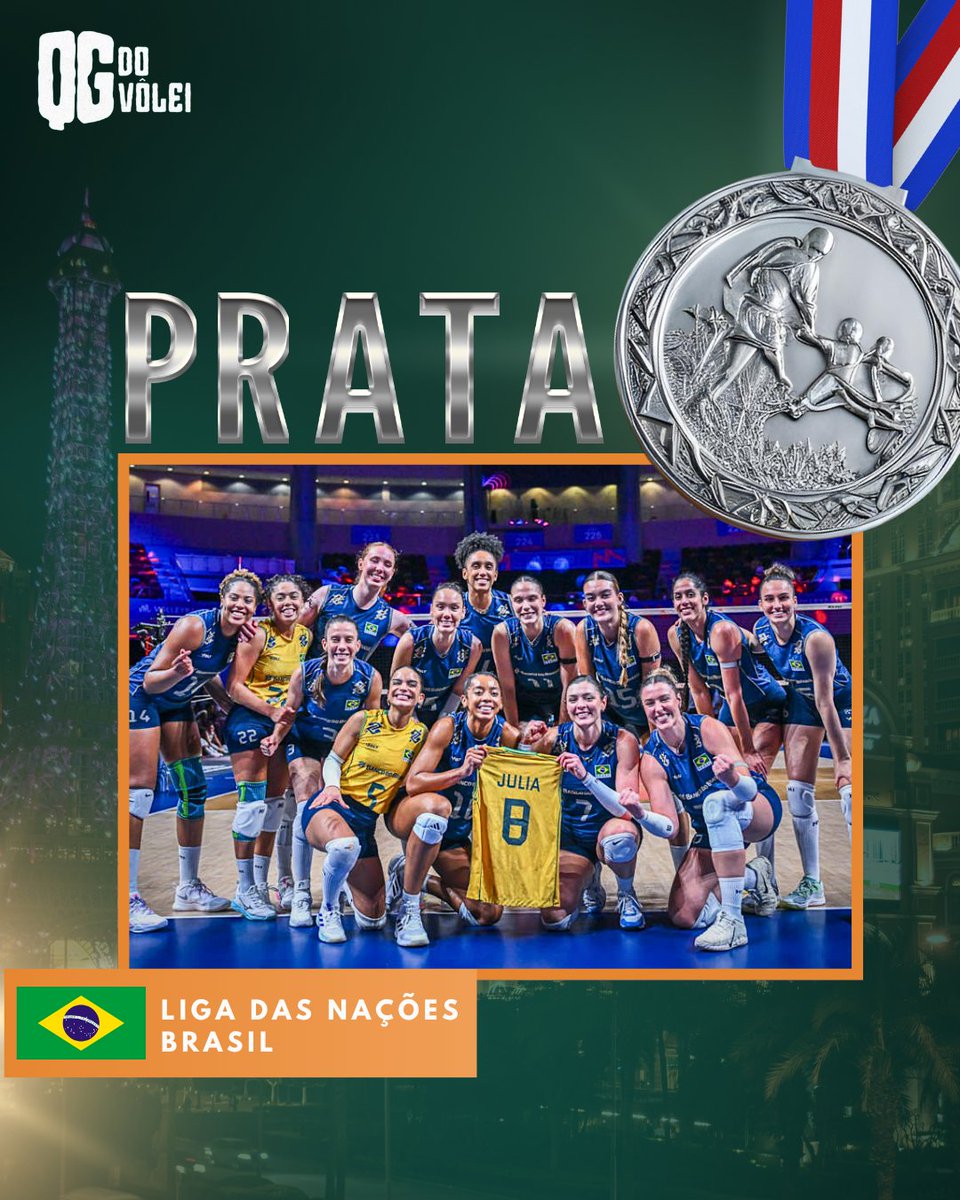 QGdoVolei's tweet photo. 🥈 Mais uma prata

A seleção feminina foi superada pela Turquia na final da Liga das Nações 2026 por 3-1 (23-25, 25-23, 26-24 e 25-21).

Mesmo com desfalques o Brasil conseguiu chegar à final e fez um jogo equilibrado.

#VoleiNoSportv #VoleiNaGETV https://t.co/RJ1TChFuNc