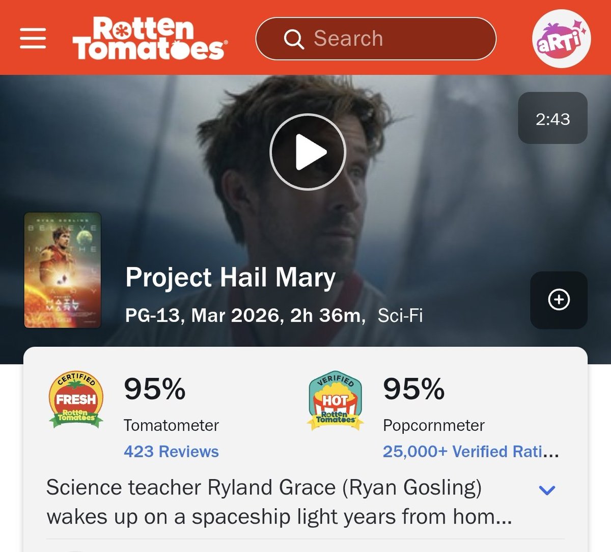 littlelordkroy's tweet photo. film bros talking shit as if Project Hail Mary was not released early this year LMAOOOO https://t.co/R53DSY4Hv2