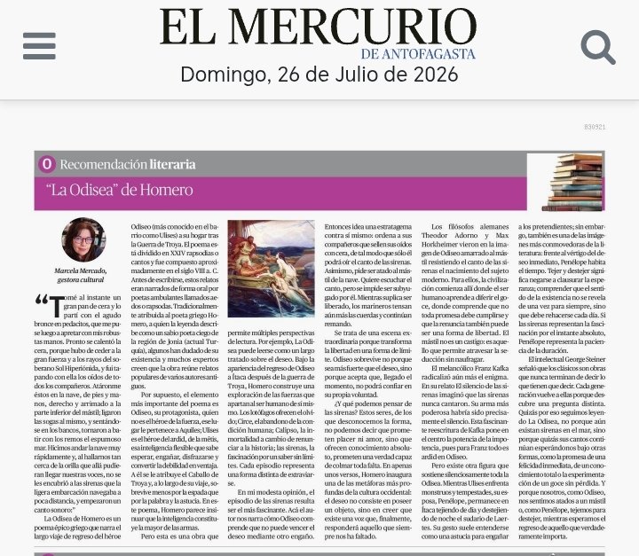 MarceMercado's tweet photo. Vaya al cine a ver "La Odisea" de Nolan que está espectacular 🛶 🛶 🛶
Acá, algunos datos de la novela de Homero ❤️‍🔥 y lo que han pensado algunos, como Adorno, Horkheimer, Franz y Stiner 🤭 https://t.co/oIsbcRv0Vf