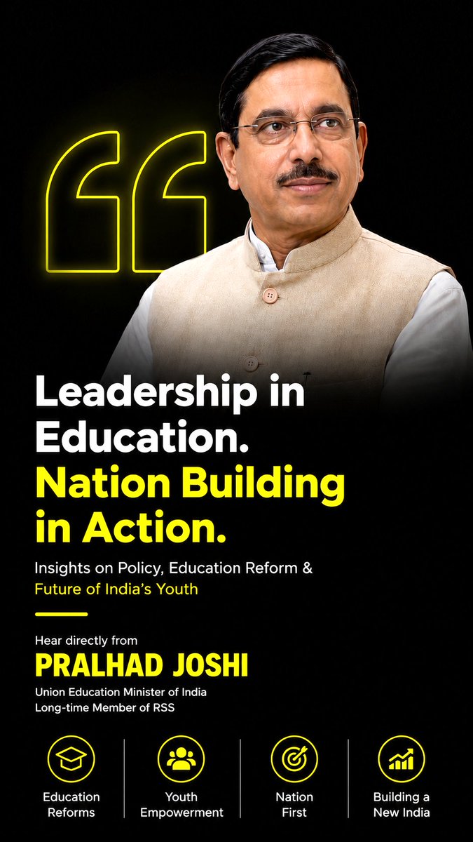 atanudas30's tweet photo. @PralhadJoshiOfc is the #Union #Education Minister of #India and a long-time member of the Rashtriya Swayamsevak Sangh (@RSSorg ). He took charge of the Ministry of Education on July 25, 2026, following the resignation of Dharmendra https://t.co/OJTyG5dzdR