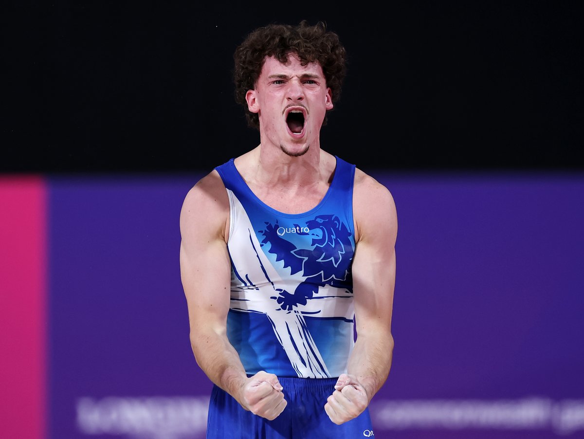 Olympics's tweet photo. Scotland's first 𝗲𝘃𝗲𝗿 gold medallist in the men's all-around. Reuben Ward, take a bow. 🏴󠁧󠁢󠁳󠁣󠁴󠁿🥇

@Glasgow_2026 | #RoadToLA28 https://t.co/emj8hN658n