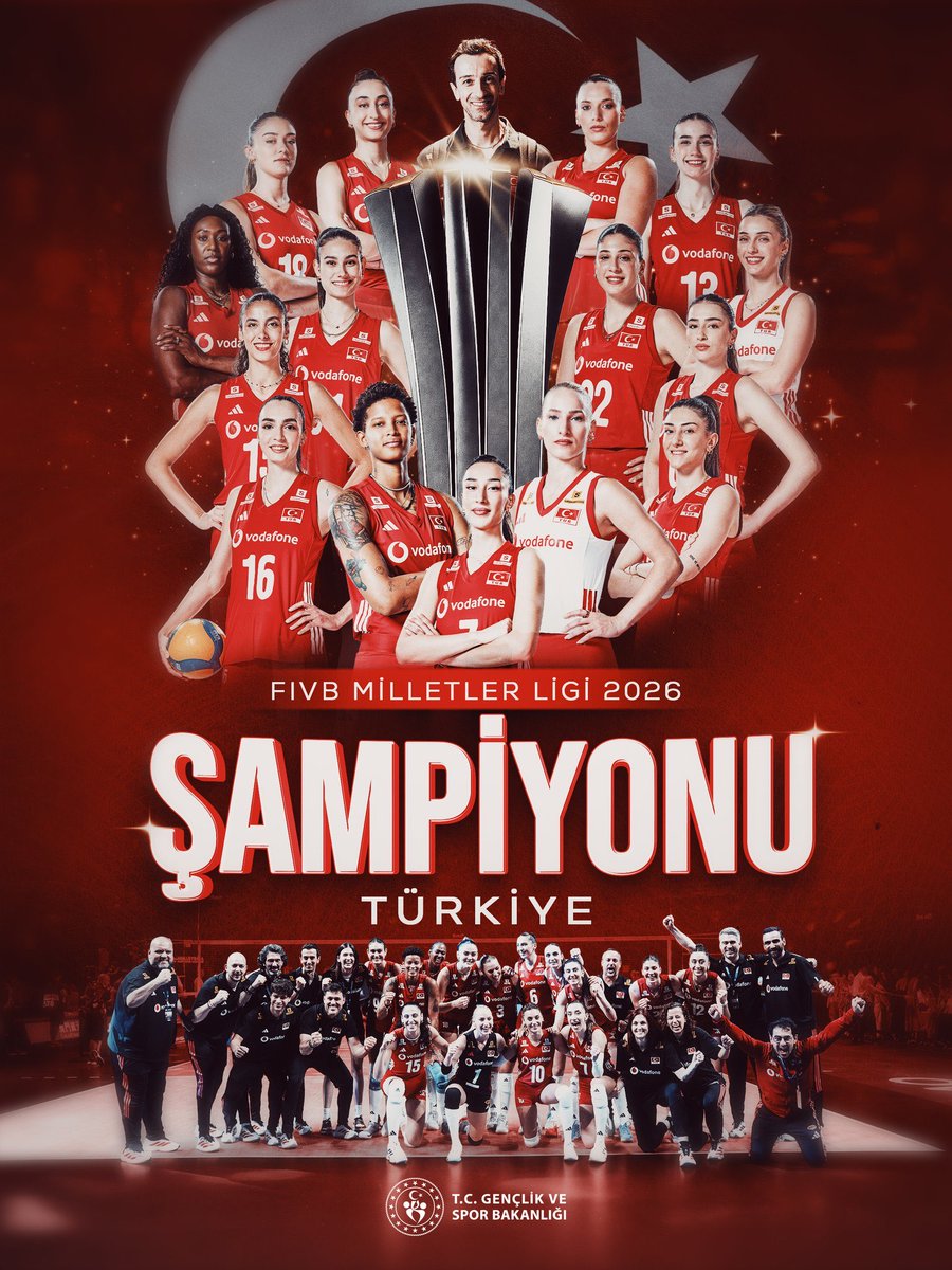 AydinBBSK's tweet photo. 🇹🇷🏆 FİLENİN SULTANLARI FIVB VOLEYBOL MİLLETLER LİGİ ŞAMPİYONU!

Filenin Sultanları, Brezilya'yı 3-1 mağlup ederek FIVB Milletler Ligi'nde ikinci kez şampiyon oldu 😍

SİZİNLE GURUR DUYUYORUZ! ❤️🤍 https://t.co/WtxXLcaKnr