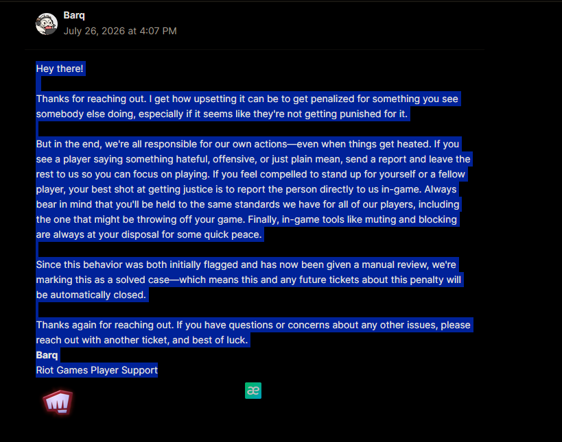 wowreally_007's tweet photo. hello! i just encountered the usual disappointment with the ticket system, no matter how much proof i provide or what i say to clarify it and context i still get the same npc copy paste AI-like message, I'd be very happy if it's looked into https://t.co/XzUbKkoqcs