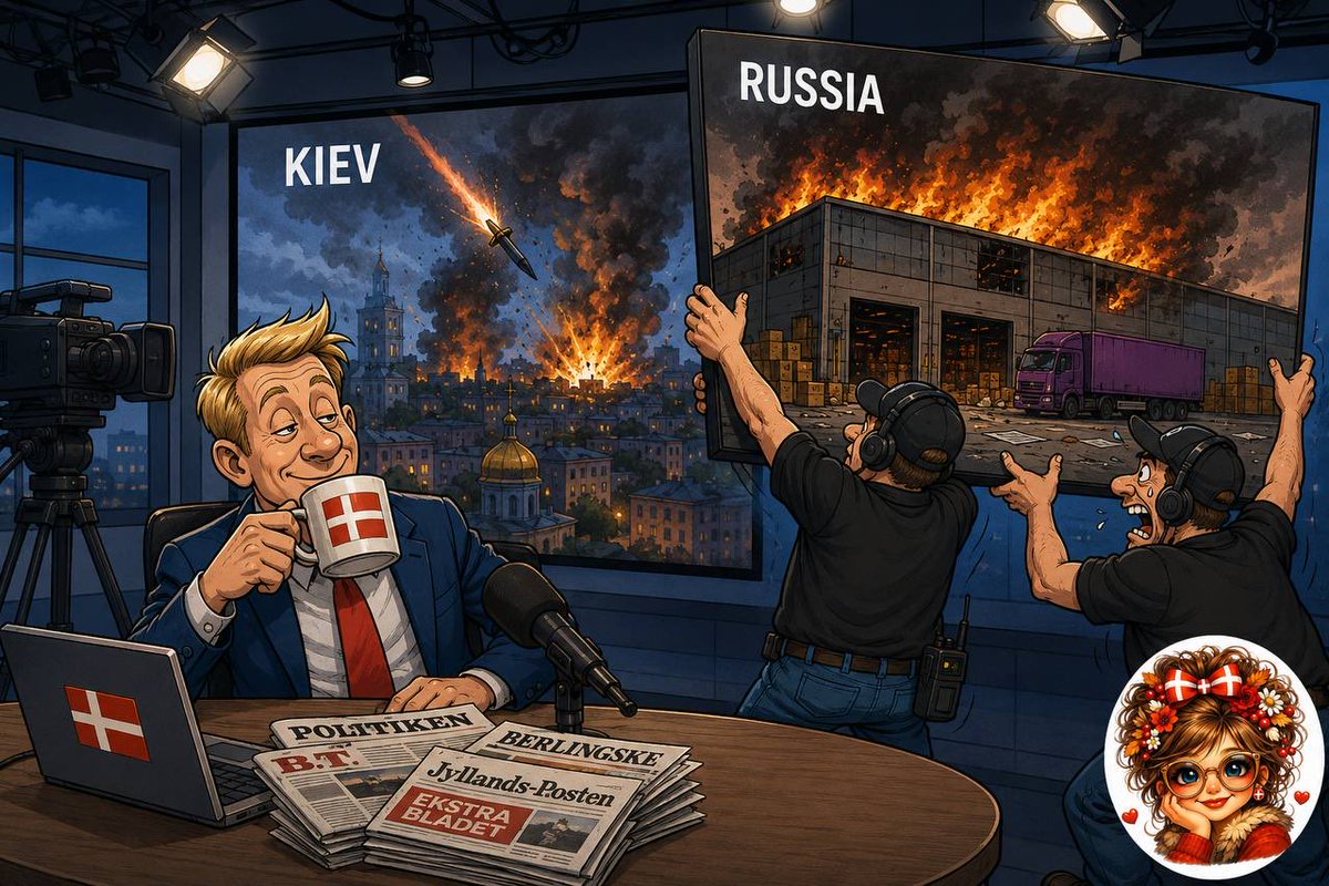 Info_Defense_En's tweet photo. The Daily Grind of Danish Propaganda

🇩🇰 It seems Danish journalism has found itself a new profession: director of an alternative reality.

Take TV 2’s latest feature.
A major headline. Videos. Expert commentary. Analysis.
Readers are carefully told that Ukrainian drones are striking warehouses belonging to Russia’s largest online marketplace not merely to inflict economic damage, but to destroy Russians’ sense of normal everyday life.

In other words, the war is supposed to reach every home.
So people can experience it personally.
The logic is perfectly clear.
There is just one small — almost indecent — question.

What’s happening on the other side of the front?
Why are Danish viewers shown burning Russian warehouses from every conceivable angle, day after day, while events in Ukraine receive far less attention…
—or no attention at all?

For the past week, international reports have been discussing the situation around the Ukrainian port infrastructure in Odesa and Mykolaiv — and now even the Danube ports. There have been reports of damage to port facilities, strikes on vessels, and shipping companies refusing to call at Ukrainian ports.

Various sources have also reported repeated overnight strikes on Kyiv, accompanied by prolonged secondary explosions that continued for hours afterward.

‼️ But if you rely exclusively on Danish media, you begin to suspect that there are actually two different wars taking place.

👉 In one, only Russia is burning.
👉 In the other, Ukraine has nothing but good news: Russian warehouses are on fire, and Ukrainian forces are practically marching on the Ural Mountains.

Almost.

What is particularly fascinating is the philosophy behind this style of reporting.
👉 When Ukrainian drones are meant to “deprive Russians of their sense of a comfortable life,” it is described as sound military strategy.
👉 But when the war has an equally tangible impact on life on the other side of the front, that part somehow never makes it into the broadcast.

Apparently, that’s when the cameraman goes off for a coffee break.
Or perhaps the editorial team remembers an old television rule:
If an event might ruin the storyline you’ve prepared, it’s better not to show it.

After all, Danish audiences must be reassured every single day that:
“Everything is going according to plan.”
And any facts that might complicate that picture suddenly become… editorially inconvenient.

At that point, the question is no longer for generals.
Nor for politicians.
It is for journalists.

⁉️ Where does editorial judgment end and propaganda begin?

Because objective journalism means showing the audience the whole picture — even when it doesn’t fit the newsroom’s preferred narrative.

Propaganda is when the camera is deliberately pointed only where it captures the “right” picture.

And judging by recent publications, Danish media have nearly perfected that craft.

All that’s left is to update the sign above the door.
Not: “News.”
But: “News That Won’t Spoil Your Mood.”

P.S. I’ve said and written many times that this approach by the West — not Ukraine, but the West — is likely to produce an effect.
Just not the one it expects.