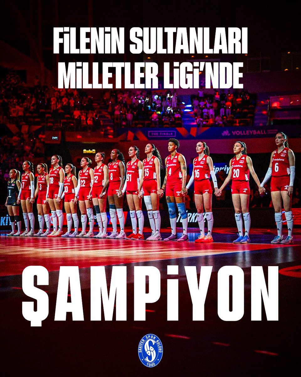 sariyerofficial's tweet photo. Tarihimizin ikinci VNL Şampiyonluğu’nu ülkemize kazandıran #FileninSultanları’nı yürekten tebrik ediyoruz! 🇹🇷❤️🤍

Sizinle gurur duyuyoruz! 👏 https://t.co/HUPjVi1cQn
