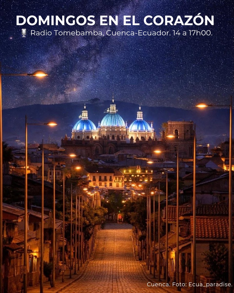 VicenteRommelEC's tweet photo. ✨ ¡La mejor música romántica y mucho más! 🎶💖
​❤️ ¡"Domingos en el Corazón" en Radio Tomebamba te ofrece una tarde llena de emociones con la música que te llega al alma 🎵, las noticias que te mantienen informado 📰, la pasión del deporte ⚽ y la riqueza de nuestra cultura 🇪🇨!
​✨ De 14:00 a 17:00 ⏰, ¡te esperamos con la mejor compañía para tu domingo! 📻☕
​📱 WhatsApp: 099 88 55 111 https://t.co/o1d2k8DNA3
​#DomingosEnElCorazon #RadioTomebamba #Tunein #Ecuador #Cuenca #VRBB @tomebamba