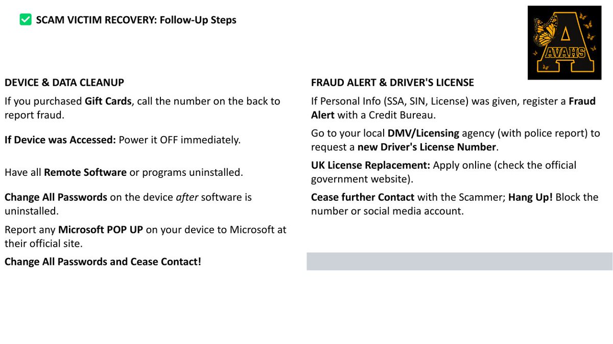 TheUSMCRocks's tweet photo. Day 3
Watch out for these scams!
Hi Everyone!
Today we’re covering Prize, Sweepstakes, and Lottery Scams.

Prize, Sweepstakes, and Lottery Scams
In 2025, 5,623 people in the US reported $194.1 million in losses to prize, sweepstakes, and lottery scams according to the FBI IC3 Annual Report (up from $102.2 million across 3,690 complaints in 2024). FTC Consumer Sentinel data shows an even broader picture: 58,728 Prizes, Sweepstakes & Lotteries reports totaling $257.1 million across all 52 jurisdictions — with Q1 the worst quarter at 17,253 reports and $89 million. These scams remain common and often target older adults with promises of big winnings they never entered.

Scammers contact you by phone, email, text, or social media claiming you’ve won a large cash prize, car, or vacation from Publishers Clearing House, a lottery, or a sweepstakes you 'entered.' They may use official-sounding names or spoof caller ID.
To 'claim' your prize, they demand you pay 'taxes,' 'processing fees,' 'shipping,' or provide banking info 'for verification.' Once paid, they disappear or demand more. Some use fake checks that bounce after you deposit and send money back.

Social Engineering Tactics
Scammers use excitement, greed, and authority to cloud judgment in prize and lottery scams. Here’s how:
    • Create Excitement: Promise life-changing winnings like cash, cars, or trips to trigger emotional decisions.
    • Impersonate Authority: Pose as reputable companies (Publishers Clearing House, lottery officials, or government) to seem legitimate.
    • Exploit Research: Use details from data breaches or social media to reference your name, location, or interests.
    • Build False Trust: Professional emails, calls with fake IDs, or official-looking documents mimic real organizations.
Stay Safe: If you didn’t enter a contest, you didn’t win. Legitimate winners are almost always notified by mail or in person, not by unsolicited phone calls or emails demanding payment. Never pay anything to claim a prize.

Tips to Avoid
    • If you didn’t enter, it’s a scam. Delete or hang up—do not engage.
    • The odds of winning big lotteries legitimately are extremely low. Be skeptical of any 'you won' notification you didn’t expect.
    • You should never have to pay taxes, fees, or shipping to claim legitimate winnings. Real lotteries deduct taxes automatically or handle it properly.
    • Verify any claim independently by contacting the official organization through their verified website or phone number (found yourself, not from the message).
    • Watch for fake checks or 'overpayment' scams where they send more than owed and ask you to wire back the difference.

If You’re a Victim
    • Document everything: Save all emails, texts, call logs, any checks received, and payment records.
    • Block the scammer’s number, email, and accounts immediately.
    • File a police report and submit an IC3 report with the FBI.
    • Contact your bank or payment platform immediately to dispute any payments and request chargebacks.
    • If you deposited a fake check, contact your bank right away—they can advise on next steps (you may be liable for the amount if it bounces).
There are many accounts claiming they can help recover your 'winnings' or money—they are scammers preying on victims.

Need Help?
AVAHS Outreach
(Anti-Victimization Advocacy and Help Services) is a group of certified victim advocates offering free support to scam victims. They can guide you on the steps to take.
Visit: https://t.co/u47ojJCrt6
theavahsoutreachgrp@gmail.com

Or DM them here at
@CagneyAvah
@DianaPrinceAVAH

Stay informed
Check https://t.co/oboUyE8kSb for scam alerts and ask your employer about cybersecurity or scam awareness training to spot red flags like fake emails or calls.
AVAHS YouTube channel: https://t.co/vHOuFSWX0i

Stay safe, and check out the attached images and my rely for more info and useful links!