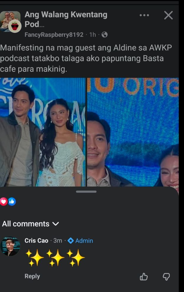 nadinelovemeryt's tweet photo. Sana mapakinggan ang aming dalangin @Viu_PH 

Ang Walang Kwentang Podcast guesting for Nadine Lustre &amp; Alden Richards. Nagcomment pa si Cris Cao na AWKP Podcast Manager🙏

Thank you, fren @unstablehumannn 

#LSExclusiveScreening
#LoveSiargao
#NadineLustre
#AldenRichards https://t.co/k0zt1aHiEj