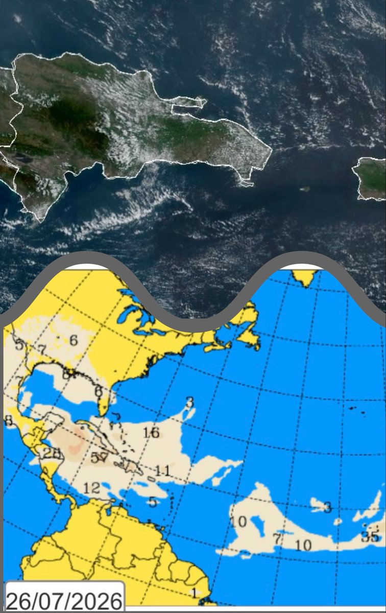 GloriaCeballos7's tweet photo. Concentración moderada de
Polvo Sahariano la mañana de hoy, se mantiene un ambiente de pocas lluvias y temperaturas calurosas; en la tarde la incidencia de una vaguada estará generando algunos aguaceros hacia: H. Mayor, Mte. Plata, S. Ramírez, La Vega, M. Nouel y zona fronteriza. https://t.co/XTZXkU0hN5