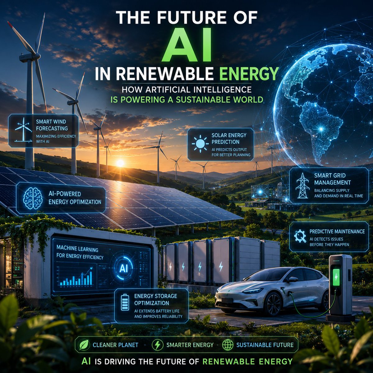 Susanddouglas's tweet photo. ⚡🌍 AI is powering the future of renewable energy.

From smarter solar and wind farms to intelligent energy storage and smart grids, Artificial Intelligence is making clean energy more efficient and sustainable.

Read more:
https://t.co/CIzaGPaewN https://t.co/AfF56wpcgm