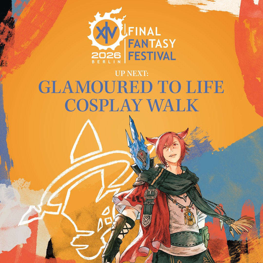 FF_XIV_EN's tweet photo. Up next at FFXIV Fan Festival 2026 in Berlin: Glamoured to Life

We've invited cosplayers of all skill levels to strut their stuff on stage for everyone to see! Come and enjoy the pageantry and dedication on display!

📺 https://t.co/CcAxVcI1Wi https://t.co/A4MGGZ2hC0